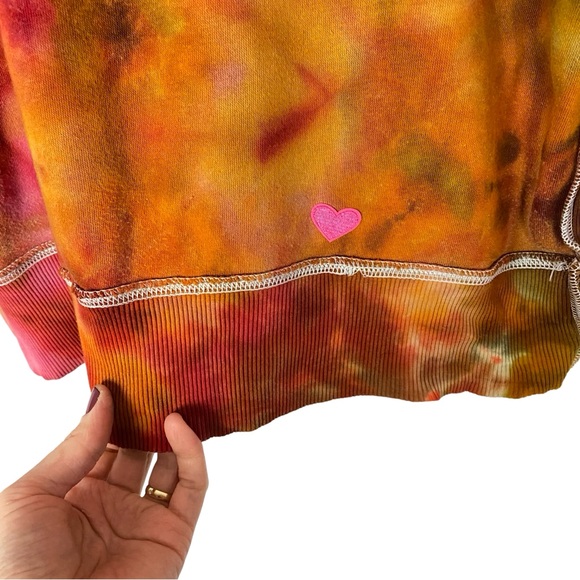 Handmade Tie Dye Sweatshirt Pullover Tunic Medium Oversized Sherpa Reversible - Picture 11 of 14